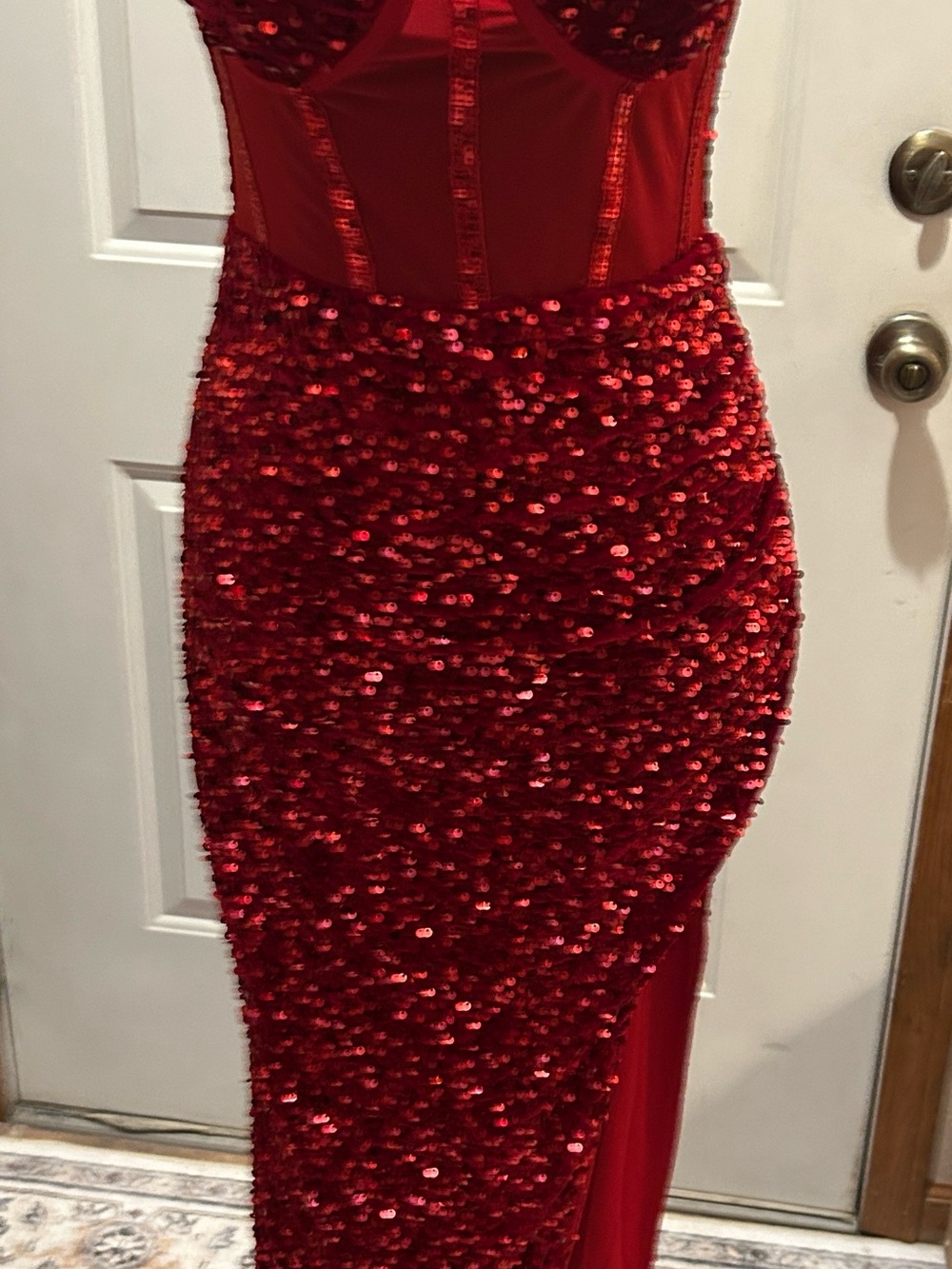 Red Sequin Bustier Special Occasion Dress NWOT
